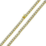 Sterling Silver 4mm Gold Plated Tennis CZ Necklace