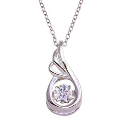 Sterling Silver Rhodium Teardrop Dancing CZ Necklace