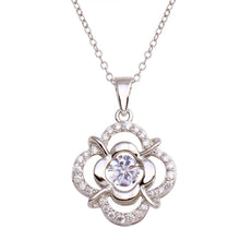 Load image into Gallery viewer, Sterling Silver Rhodium Open Flower Dancing CZ Necklace