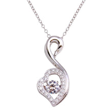 Load image into Gallery viewer, Sterling Silver Rhodium Open Swan Dancing CZ Necklace