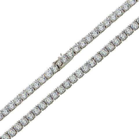 Sterling Silver Rhodium Plated 5mm Round CZ Link Chains