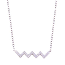 Load image into Gallery viewer, Sterling Silver Rhodium Plated Round ZigZag CZ Necklace