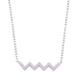 Sterling Silver Rhodium Plated Round ZigZag CZ Necklace