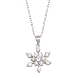 Sterling Silver Rhodium Plated Snow Flakes CZ Necklace