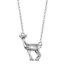 Load image into Gallery viewer, Sterling Silver Rhodium Plated Deer Necklace