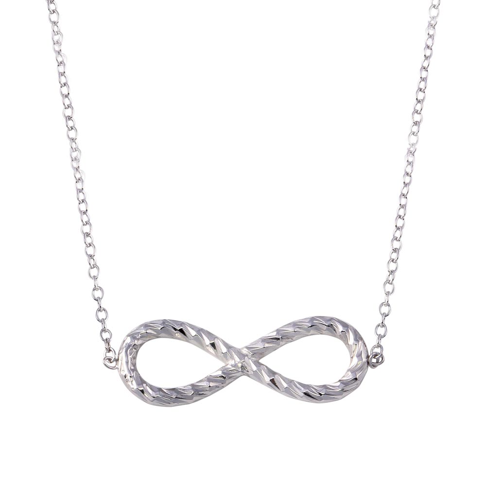 Sterling Silver Rhodium Plated Rope InfinityNecklace