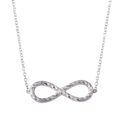 Sterling Silver Rhodium Plated Rope InfinityNecklace