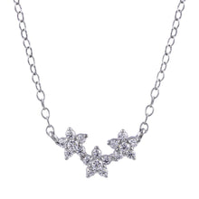 Load image into Gallery viewer, Sterling Silver Rhodium Plated CZ Triple Flower Necklace