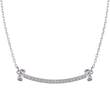 Load image into Gallery viewer, Sterling Silver Rhodium Plated CZ Bar Necklace - silverdepot