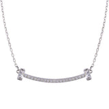 Sterling Silver Rhodium Plated CZ Bar Necklace