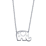 Sterling Silver Rhodium Plated Elephant Heat Star Necklace