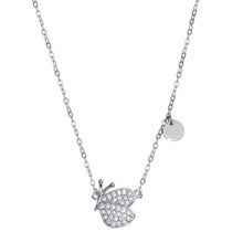 Load image into Gallery viewer, Sterling Silver Rhodium Plated Butterfly CZ Necklace