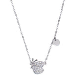 Sterling Silver Rhodium Plated Butterfly CZ Necklace