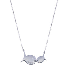 Load image into Gallery viewer, Sterling Silver Rhodium Plated 2 CZ Fish Necklace