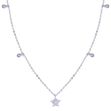 Load image into Gallery viewer, Sterling Silver Rhodium Plated Star And Round CZ Necklace