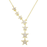 Sterling Silver Gold Plated Stars Clear CZ Necklace