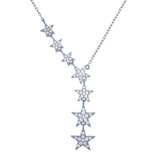 Load image into Gallery viewer, Sterling Silver Rhodium Plated Stars Clear CZ Necklace