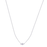 Sterling Silver Rhodium Plated Northstar Clear CZ Necklace