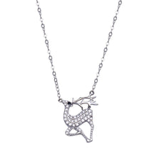 Load image into Gallery viewer, Sterling Silver Rhodium Plated CZ Deer Necklace