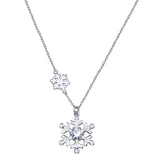 Sterling Silver Rhodium Plated Snow Flakes CZ Necklace