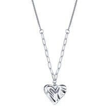 Load image into Gallery viewer, Sterling Silver Rhodium Plated Creased Heart Necklace