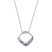 Load image into Gallery viewer, Sterling Silver Rhodium Plated Square Diamond Cut Pendant Adjustable Necklace