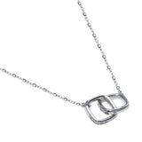 Sterling Silver Rhodium Plated Square Link Necklace