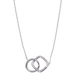 Sterling Silver Rhodium Plated Round and Square Link Necklace