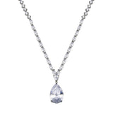 Sterling Silver Rhodium Plated Teardrop Round And Oval Clear CZ Tennis Necklace