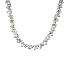 Load image into Gallery viewer, Sterling Silver Rhodium Plated Multi Shape Clear CZ Tennis Necklace