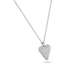 Load image into Gallery viewer, Sterling Silver Rhodium Plated Heart Clear CZ Necklace