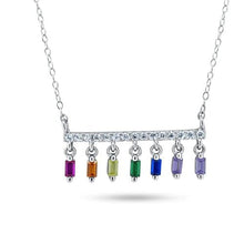 Load image into Gallery viewer, Sterling Silver Rhodium Plated Multi Color Dangling CZ Necklace