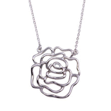 Load image into Gallery viewer, Sterling Silver Black Rhodium Plated Outline Flower Necklace