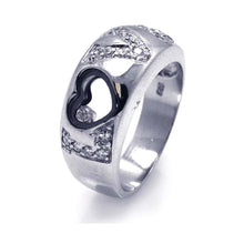 Load image into Gallery viewer, Sterling Silver Two-Toned Word  LOVE  and Heart Design Inlaid with Clear Czs Ring