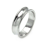 Sterling Silver High Polished Concave Band Ring with Band Width of 6.2MM