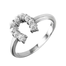 Load image into Gallery viewer, Sterling Silver Modish Lucky Horseshoe Design Inlaid with Clear Czs Ring