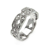 Sterling Silver Elegant X Link Design Inlaid with Clear Czs Eternity Band RingAnd Ring Width of 6.8MM