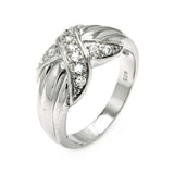 Sterling silver Elegant Cross Pattern Design Inlaid With Micro Paved Clear Czs RingAnd Ring width of 10.9MM