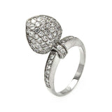 Sterling Silver Trendy Movable Heart Design Covered with Clear Cz RingAnd Ring Width of 13.5MM