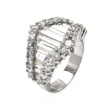 Sterling Silver Elegant Design Set with Baguette and Round Cut Clear Czs RingAnd Ring Width of 15.3MM