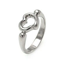 Load image into Gallery viewer, Sterling Silver Classic Open Heart Design Ring with Ring Width of 9.6MM