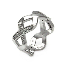 Load image into Gallery viewer, Sterling Silver Eternity X Link Design Inlaid with Clear Czs Band RingAnd Ring Width of 9.2MM