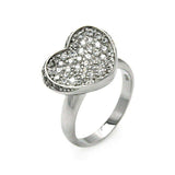 Sterling Silver Fancy Heart Design Inlaid with Micro Paved Clear Czs RingAnd Ring Dimensions of 15MMx17MM