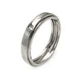 Sterling Silver Simple Band Ring Inlaid with Single Clear CzAnd Band Width of 4.5MM