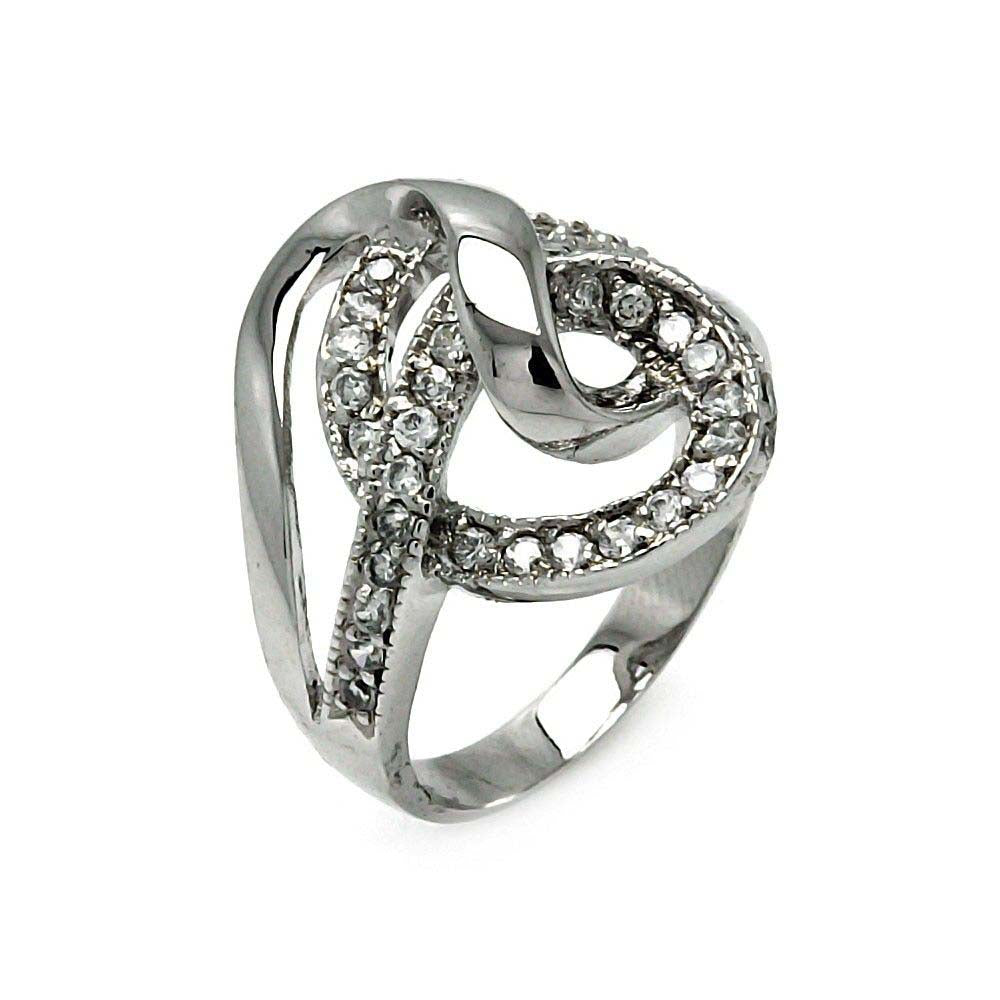 Sterling Silver Classy Spiral Design Embedded with Clear Czs RingAnd Ring Width of 20.3MM