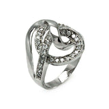 Sterling Silver Classy Spiral Design Embedded with Clear Czs RingAnd Ring Width of 20.3MM