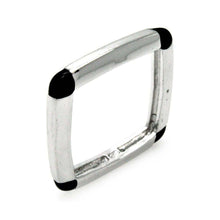 Load image into Gallery viewer, Sterling Silver Fancy Square Ring with Black Enamel on Four Corners