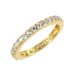 Sterling Silver Gold Plated Clear Czs Stackable Eternity Band Ring with Band Width of 2.3MM