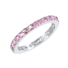 Load image into Gallery viewer, Sterling Silver Pink Czs Stackable Eternity Band Ring with Ring Width of 2.3MM