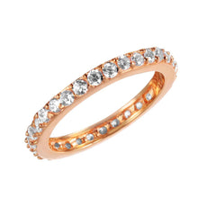 Load image into Gallery viewer, Sterling Silver Rose Gold Plated Clear Czs Stackable Eternity Band Ring with Band Width of 2.3MM